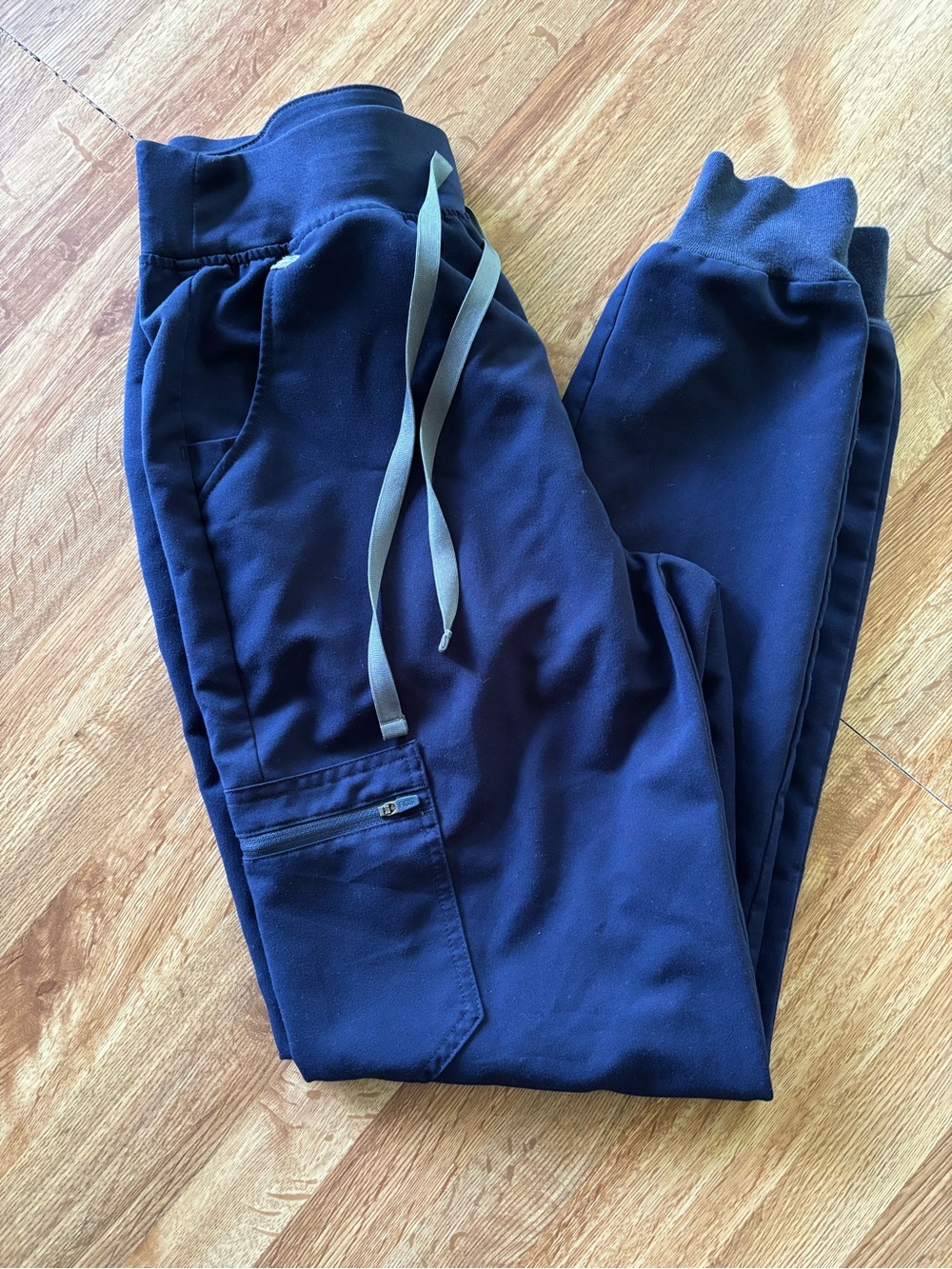 Figs Navy Drawstring Joggers with Zip Pocket